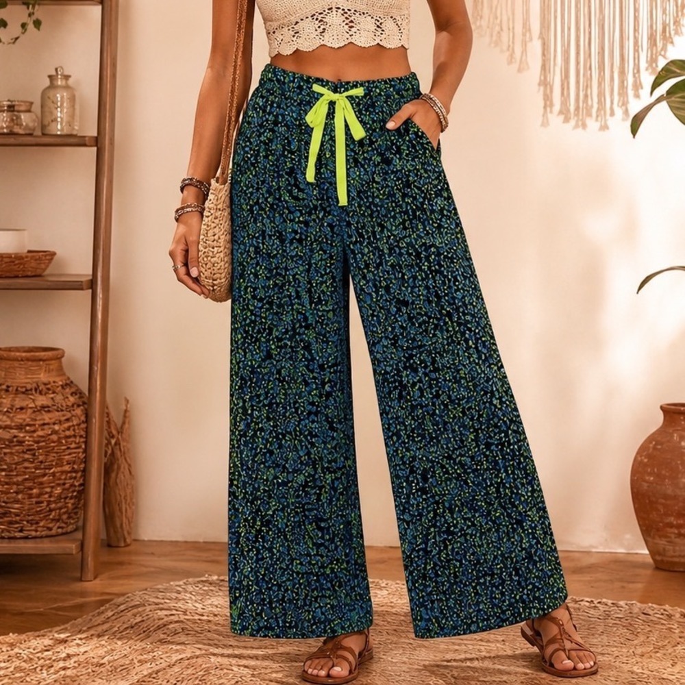 Free People Intimately Floral Wide Leg Pants Drawstring‎ XS flowy n2